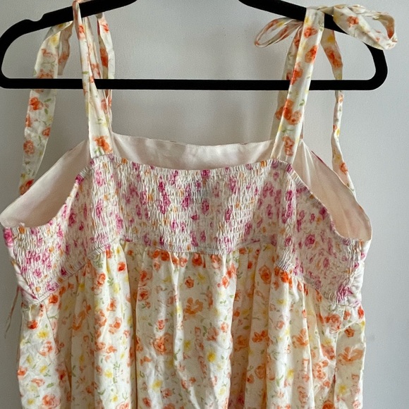 ARULA Cream Maxi Dress with Pink and Orange Floral Print - Picture 5 of 9